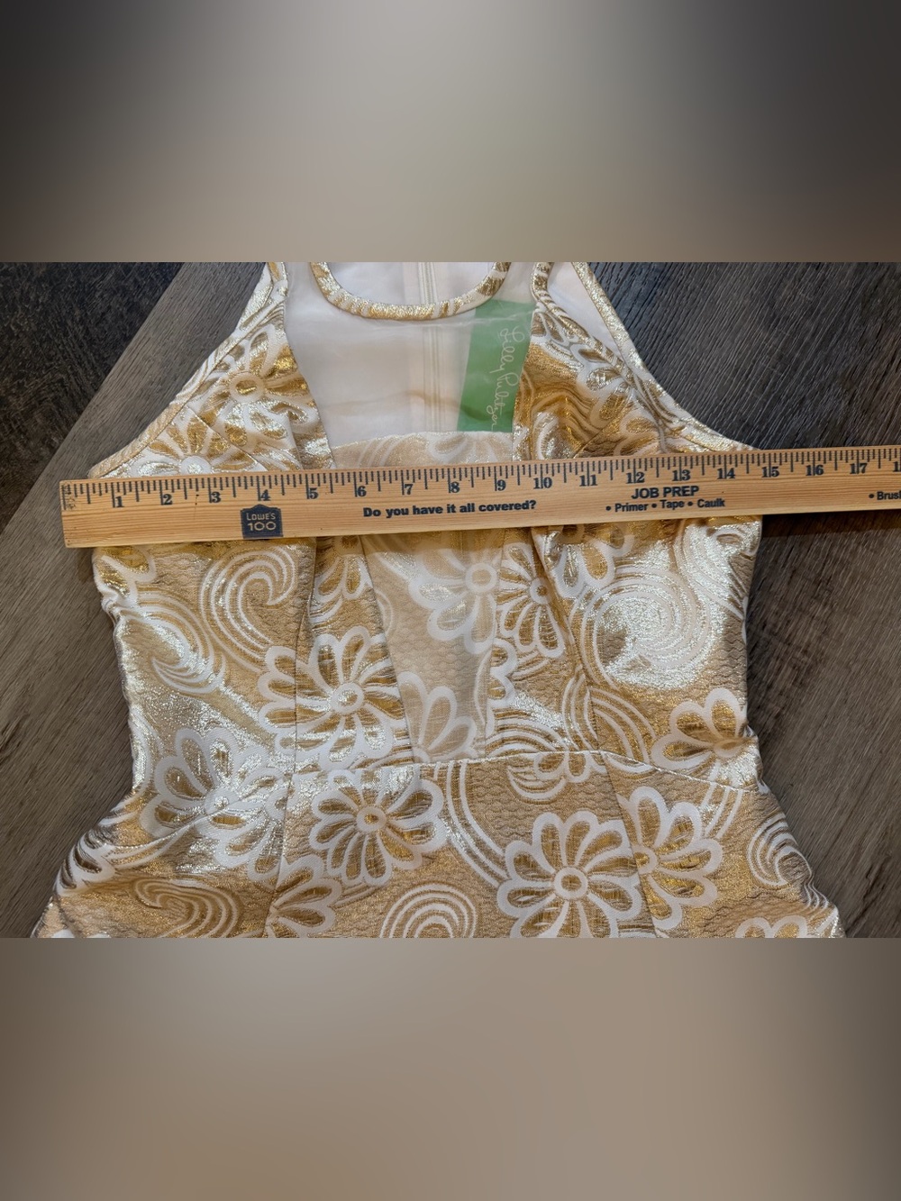 Lilly Pulitzer 🆕  Gold Metallic Elsie Dress Flower Pique Jacquard Size 0 - Picture 11 of 16
